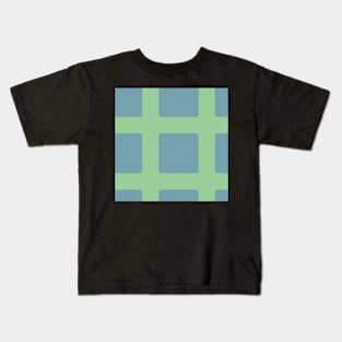 Sky blue and mint green minimalist block check gingham pattern Kids T-Shirt